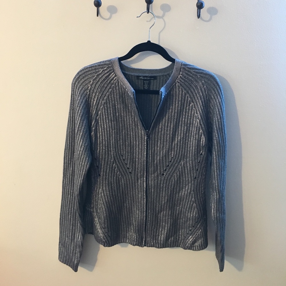 Kenneth Cole Knit Silver Sweater